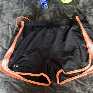 Under Armour Women's Athletic Shorts - Black with Orange Trim